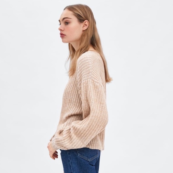 Zara Beige/Tan Ribbed Sweater - Picture 2 of 5
